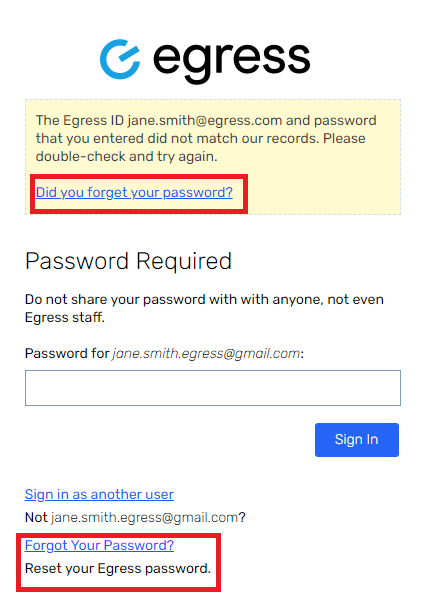 Resetting Your Password as a Business User