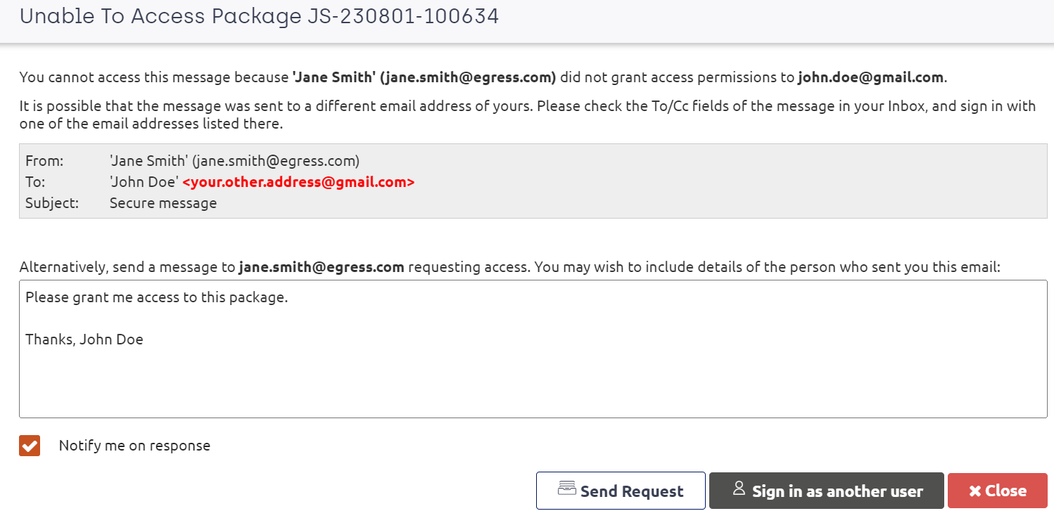 Unable to Access Package' due to not having permission