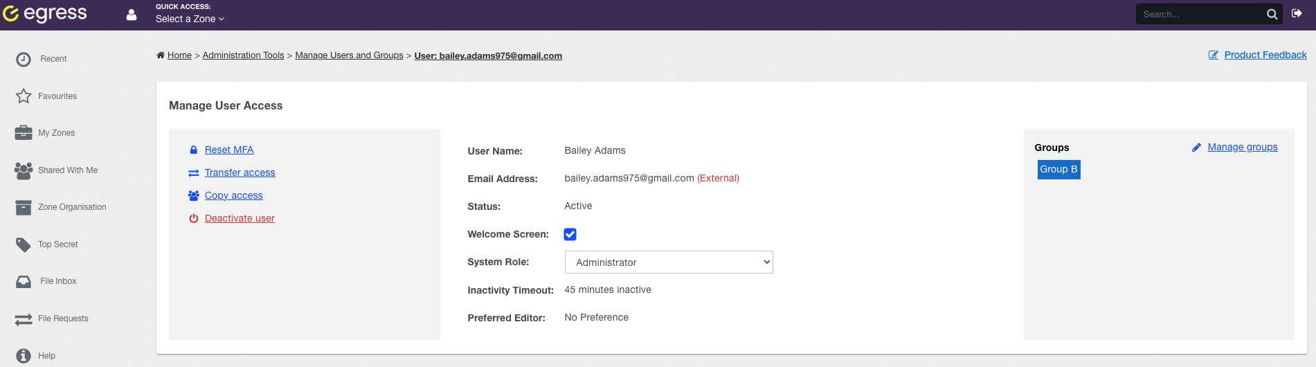 Workspace User Profile Overview